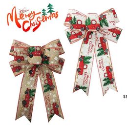 Large Christmas Wreath BowsRed Black Snowflake Burlap Tree Topper Bows for Christmas Front Door Decorations JNB16510