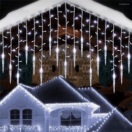 Strings Year Decor 2023 Christmas Decorations For Home Led Lights Garlands Icicle Curtain Droop 0.6/0.7/0.8M