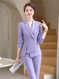 Work Dresses Matching Sets Blazer And Skirts Women Denim Blue Jecket 2 Piece Set Autumn Spring Female Office Lady Formal Suit