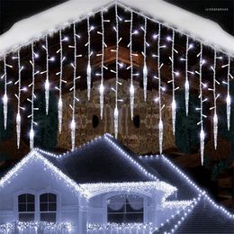 Strings 5-28M LED Curtain Icicle String Lights Christmas Garland Waterfall Droop 0.5-0.7m Garden Street Outdoor Decorative Holiday Light