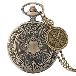 Relojes de bolsillo Escudo de bronce Numeral Romano Cl￡sico Dial Dial Reloj Flor de rat￡n Floral Posto de reloj pr￡ctico con accesorio