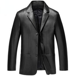 Men Leather Jackets Genuine Sheepskin Leather Coats Suits Three-Button Autumn Casual Jackets Mens Plus Size Outwear