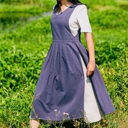 Split Legs Long Cotton Apron Florist Artist Painter Craft Work Wear Waitress Cafe Barista Pastry Chef Catering Event Uniform B77 220507