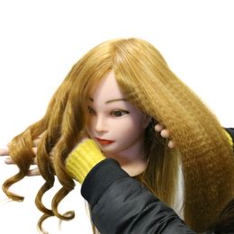 Mannequin Head Model Dummy Head Mould Real Hair Can Be Permed and Curly Practice Braided Hair Fake Model Head up-Do Braided Hair Makeup Styl