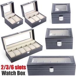 2/3/6 Slots Watch Storage Box Pu Leather Organiser Mechanical es Display Holder Cases Jewellery Gift porta orologi 220428