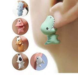 Party Supplies Independent Station Small Animal Dinosaur Earrings Korean Edition Earrings Shark Metal Cute Mini Decoration