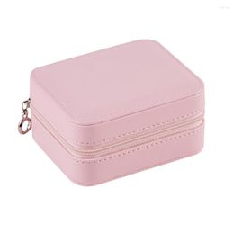 Jewellery Pouches Portable Box Leather Earring Necklace Storage Organiser Bracelets Carrying Case Holder Container Light Pink