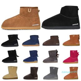 Botas de designer botas femininas botas clássicas boot de neve tornozelo mini pêlo de arco curto para inverno preto cinza castanha luxuris