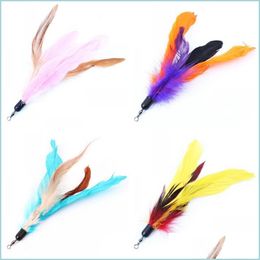 Cat Toys Color Mti Cat Toys Bird Feather Plastic Wand Diy Catstoys Parts Supplies 18Cm Drop Delivery 2022 Home Garden Pet Dhfk9