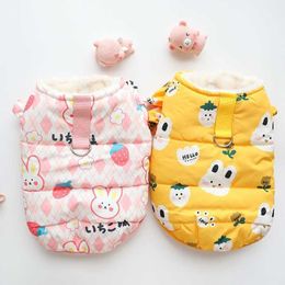 Dog Apparel Sweet dog cat thick vest winter pet cotton coat with traction buckle warm small dog coat puppy kitten jacket pet clothing T221018