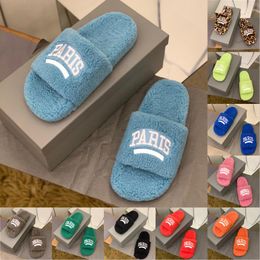 slippers designer paris womens slippers ladies winter wool slides fur fluffy furry warm letters sandals comfortable fuzzy girl flip flop slipper new