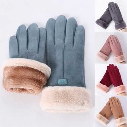 Ski Gloves 2022 Winter Women Cute Furry Warm Mitts Full Finger Touch Screen Mittens Outdoor Sports Cycling L221017