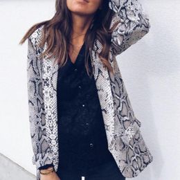 Ternos femininos Blazers for Women Snake Leopard Print Suit Jackets Open Front Office Cardigan Blazer