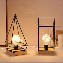 Table Lamps Thrisdar Nordic Iron Copper Bulbs LED Creative Bedroom Bedside Night Light Restuarant El Wooden