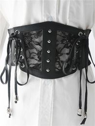 Belts 2022 Vintage Lace Ladies Waistband Wide Elastic Corset Decorative Dress Shirt Outer Ruffled Waist Seal Black