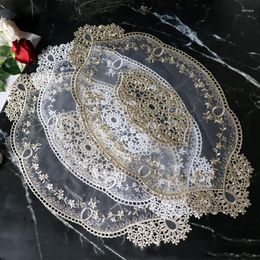 Table Mats European Oval Embroidered Transparent Luxury Placemat Mat El Villa Home Furniture Party Coffee Decorative Cloth