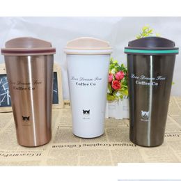 Mugs For Office Worker Students Mug Portable Safety Stainless Steel Tumbler Double Walls Vacuum Cup Colorf Drop Delivery 2022 Home G Dhibn