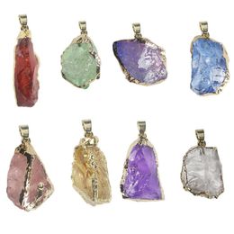 Reiki Healing Jewelry Charms Colorful Crystal Pendants Raw Rock Mineral Stone Irregular Pendulum Natural Quartz Stone Pendant for Women