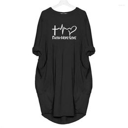 Casual Dresses 2022 Fashion Shirts Faith Hope Love Letters Print Women Irregular Dress Plus Size291K