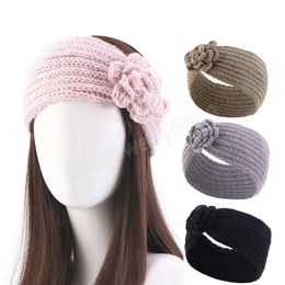 Women Crochet Flower Headband Soft Makeup Wide Band Head Wrap Knitted Head Winter Warmer Girls Hair Accessories