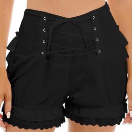 Women's Shorts Womens Lolita Style Japanese Ruffled Lace Trim Pumpkin Pants Fashion Lace-Up Frilly Bloomers Safety Under