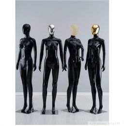 Female Mannequin Whole Body Fake Human Shape Bright Black Model Hollow Clothes Display Rack