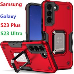 Armor Stand Cases For Samsung Galaxy S23 Ultra S22 S23 Plus Case Car Holder Ring Silicon Cover