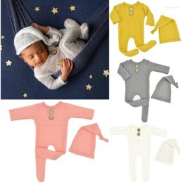 Clothing Sets Crochet Mohair Baby Romper Hat Set Born Pography Props Knitted Wool Bodysuit Boys Girls Po Studio Costume