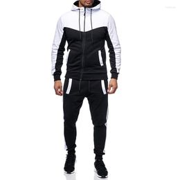 Men's Tracksuits Men's Hooded Activewear Casual Sports Patchwork Suits Fashion Gym Jogging Hoodie Pants