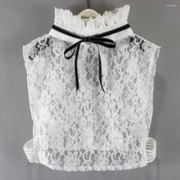 Bow Ties Lace Floral Ruffles Stand Fake Collars For Women Blouse Sweater Decorative Female Detachable Collar Bowknots False