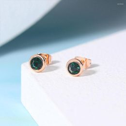 Stud Earrings Simple Green Crystal OL Style Rose Gold Color Colorful Gift For Women And Men Top Quality ZYE633