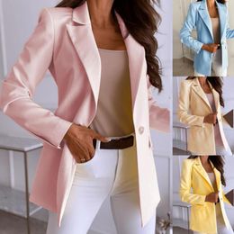 Women's Suits Women Chic Office Lady Blazer Vintage Coat Fashion Notched Collar Long Sleeve Ladies Outerwear Stylish Tops