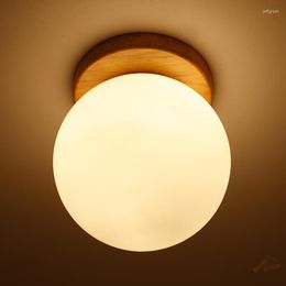 Ceiling Lights White Glass Ball Modern LED Lamp Living Room Wooden Pedestal Hanging Home Lighting Decor Kitchen Fixtures