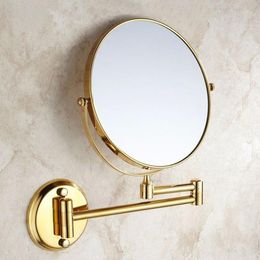 Mirrors Bath 8" Round Wall Dual Makeup Mirror 3 X Magnifying Morrir Cosmetic Bathroom Brass Golden 1308K