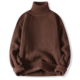 High Quality Mens Turtleneck Sweaters Pullover Solid Colour Knitted Sweater Men Casual Pullovers Autumn Winter Warm Knitwear Man