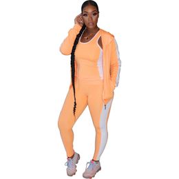 New Womens tracksuit Sportswear Pants Tow Pieces Hoodie Legging Outfits Sports fashion casual solid Colour sports 3 piece suit