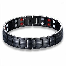Link Bracelets Punk Healthy Energy Bracelet Men Black Chain Jewelry Stainless Steel Magnet Charm For