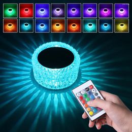 Night Lights Coloful Remote Touch Control Crystal LED Light Atmosphere Lamp CCT RGB Desklight Rechargeable Bedroom Living Room Decor