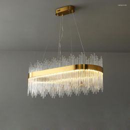 Chandeliers LED Art Deco Glass Gold Round Oval Designer Hanging Lamps Luster Chandelier Lighting Lustre For Dinning Room