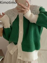 Women's Sweaters Kimotimo Women Large Turn Down Collar Knitted Vest 2022 Autumn Hit Colour Loose Sweater Jacket Korean Sweet Temperament Vests J220915