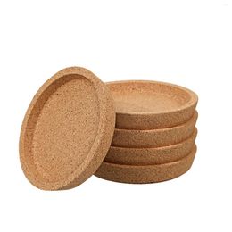 Table Mats Hemoton 5pcs Cork Coasters Simple Creative Cup Holder Rustic Round Furniture Protectors For Home Kitchen Cafe