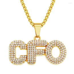 Pendant Necklaces Hip Hop Rhinestones Paved Bling Iced Out CFO Letter Pendants Necklace For Men Rapper Jewelry Gifts Drop