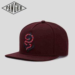 Pangkb Marke verankerte Mütze Mode Wein Red Snapback Hut Hip Hop Kopfbedeckung für Männer Frauen Erwachsene Outdoor Casual Sun Baseball Cap G221018