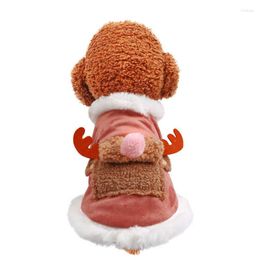 Dog Apparel Pet Cat Autumn Winter Clothes Warm Plush Cold Cotton Padded Pink Nose Year's Elk