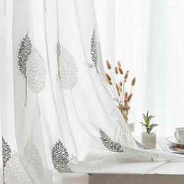 Curtain MRTREES Embroidery Sheer Curtains For Living Room Bedroom Tulle Voile Kitchen Window Treatment Drapes