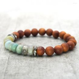 Charm Bracelets BM13464 Amazonite Sandalwood Sandal Natural Stone Round Beads Bracelet Prayer Male Female Jewellery