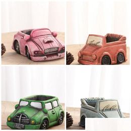 Planters Pots Car Shape Plant Pots Breathable Truck Planter Miniature Planters Mini Cement Flower Pot For Home Decoration Drop Del Dhjpy