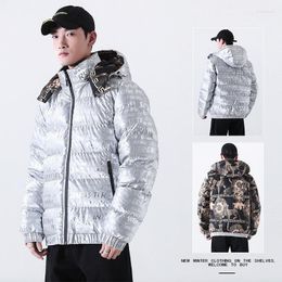 Men's Down Shiny Double-sided Cotton-padded Jacket Fried Street Thick Cotton Winter Coat Fashion Trendy Brand Warm