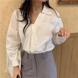 Women's Blouses Alien Kitty Women Solid Loose Shirts 2022 Spring Full Sleeves Casual Fashion All Match Streetwear Tops Office Lady