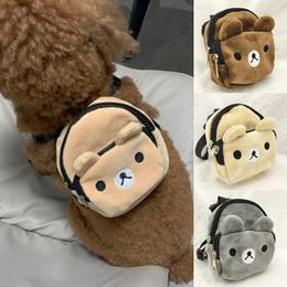 Dog Car Seat Covers Cute Cartoon Pet Backpack Harness Adjustable Outdoor Mini Bear Bags Multi-pocket Carrier For Chihuahua Cats Supplies